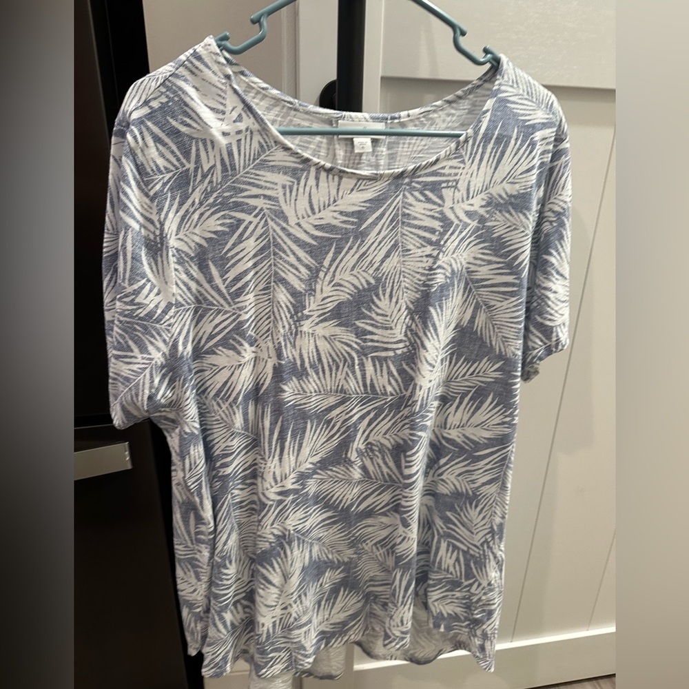 J. Jill Indigo and Ivory Patterned Blouse